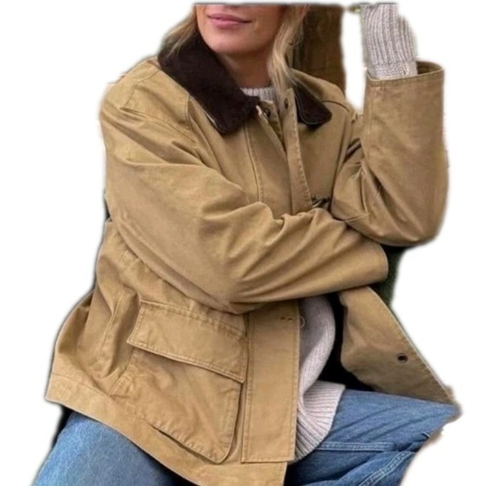 Gap Y2k Tan Barn Jacket Farm Full Zip & Snap W/Corduroy Collar Men’s/ Women's M